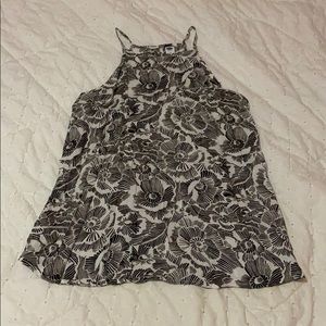 black and white floral halter neck top